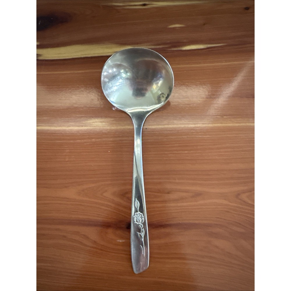 Antique WMA Rogers ROSE & LEAF Pattern Silverplate Soup Spoon